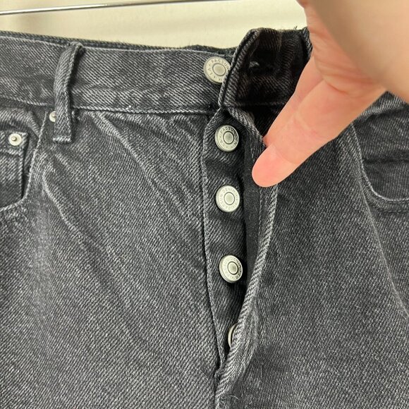NEW PacSun Dad Jean Shorts Womens 28 Black High Rise Cut Off Button Fly Denim - Picture 5 of 13
